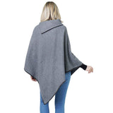 Button Deco Collar Poncho Ruana Wrap - Madeline Love - Flyclothing LLC