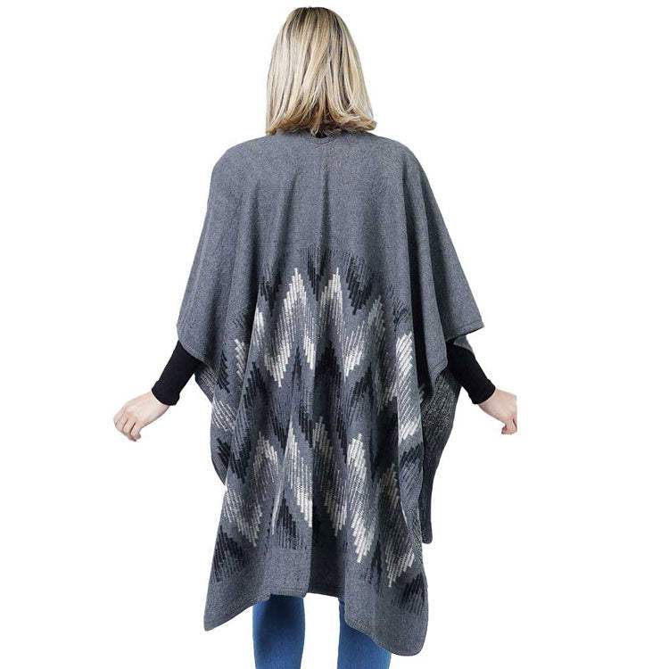 Chevron Pattern Cape Poncho Shawl Wrap - Madeline Love - Flyclothing LLC