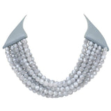 Chunky Acrylic Beaded Multi Layered Faux Leather Necklace - Madeline Love - Flyclothing LLC
