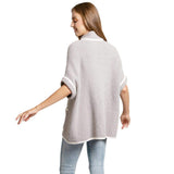 Colored Edge Front Pockets Zipper Cape Ruana Jacket - Madeline Love - Flyclothing LLC