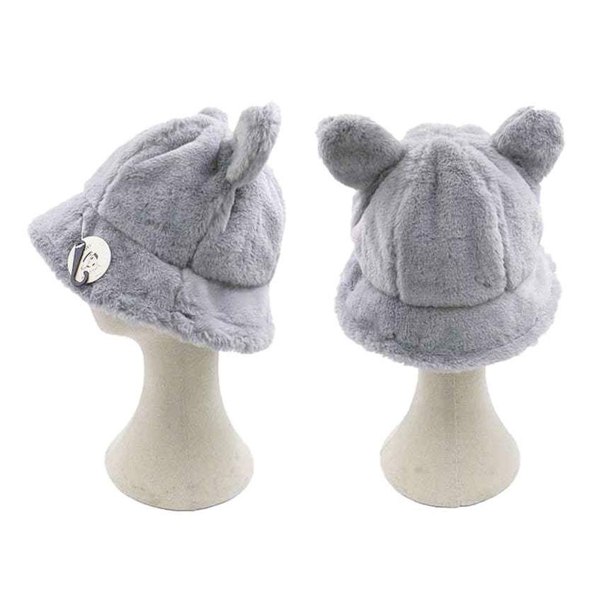 Faux Fur Bear Ear Bucket Hat - Madeline Love - Flyclothing LLC