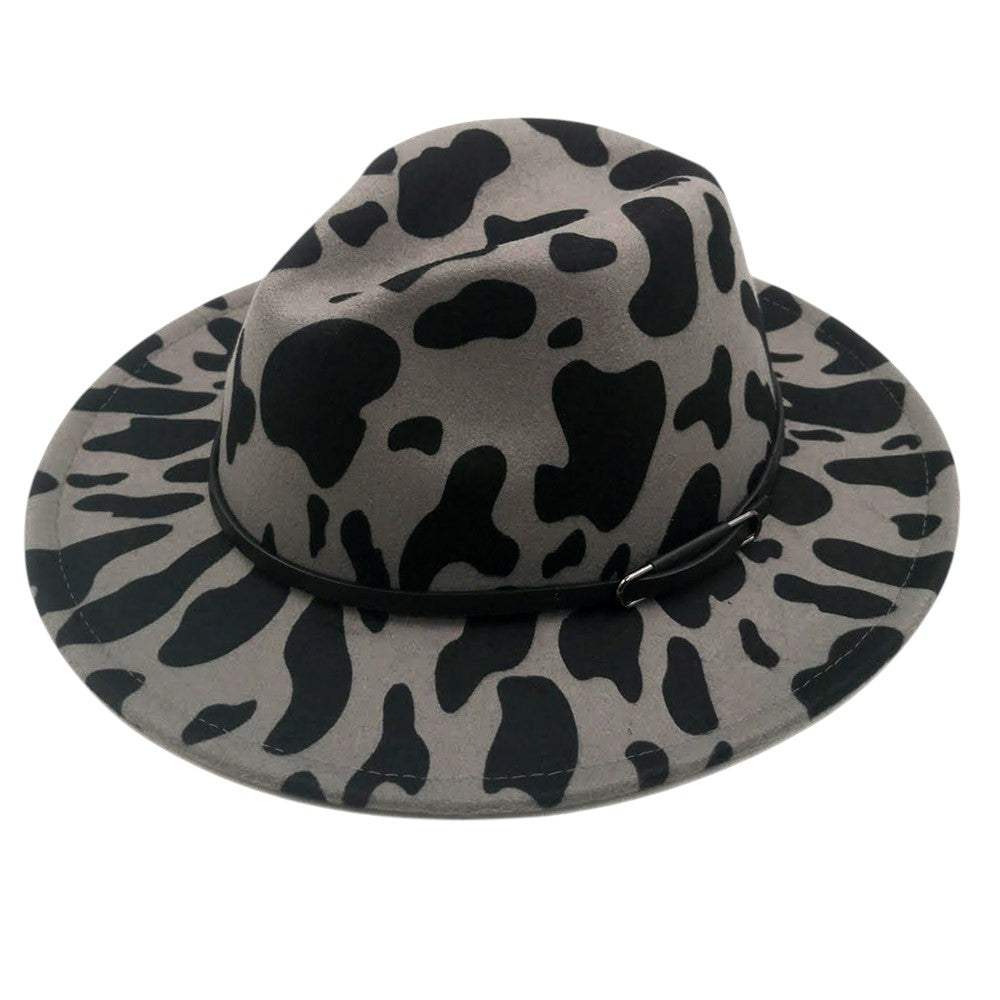 Faux Leather Band Cattle Patterned Panama Hat - Madeline Love - Flyclothing LLC