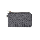 Faux Leather Basket Weave Flat Card Holder Wallet with Wristlet - Madeline Love - Flyclothing LLC