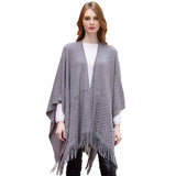 Geometry Open Knit Ruana With Fringe - Madeline Love - Flyclothing LLC