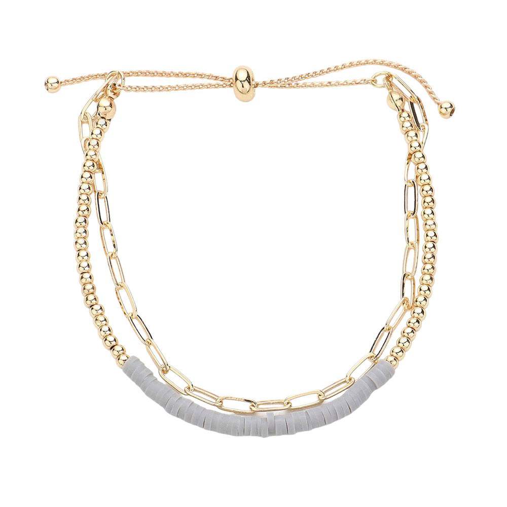Heishi Beaded Pull Tie Cinch Bracelet - Madeline Love - Flyclothing LLC