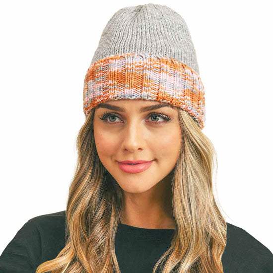 Multi Color Band Fleece Beanie Hats - Madeline Love - Flyclothing LLC