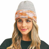 Multi Color Band Fleece Beanie Hats - Madeline Love - Flyclothing LLC