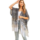 Multi Color Leopard Patterned Cover Up Kimono Poncho - Madeline Love - Flyclothing LLC
