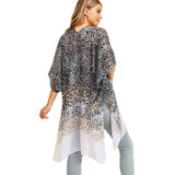 Multi Color Leopard Patterned Cover Up Kimono Poncho - Madeline Love - Flyclothing LLC