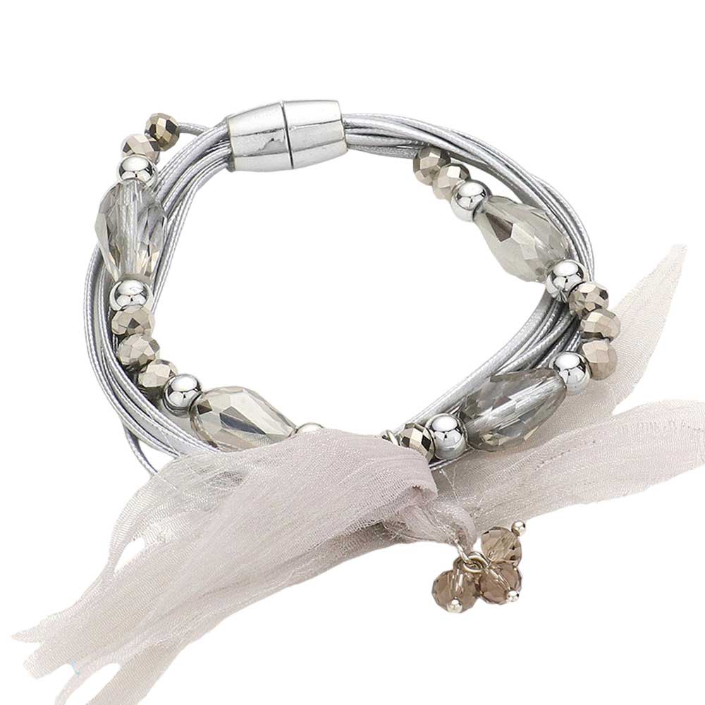 Multi Strand Cord Beaded Mesh Magnetic Bracelet - Madeline Love - Flyclothing LLC