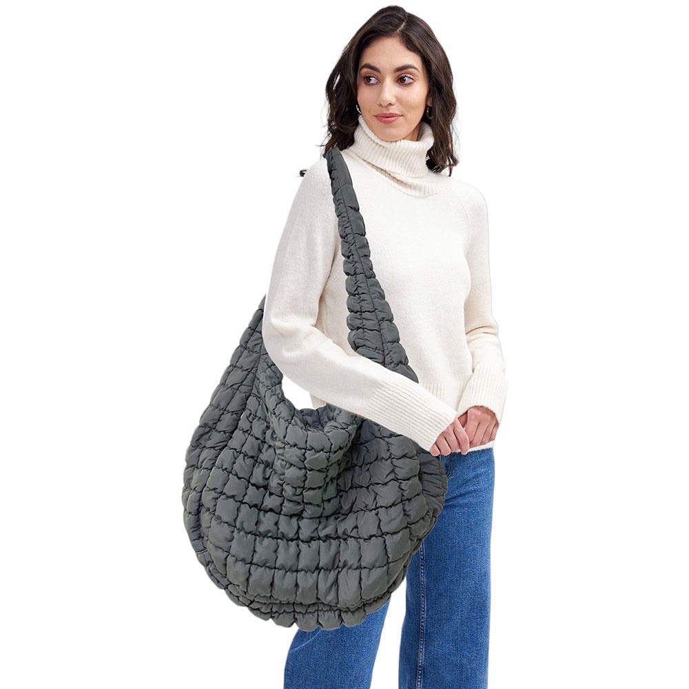 Oversized Quilted Puffer Shoulder Crossbody Bag Cloud Bag - Madeline Love - Flyclothing LLC