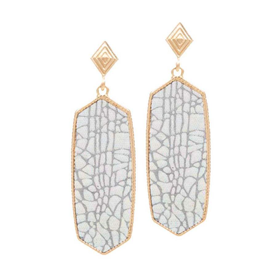 Patterned Hexagon Dangle Earrings - Madeline Love - Flyclothing LLC