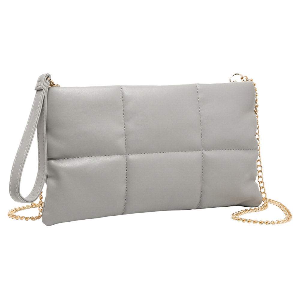 Quilted Solid Faux Leather Crossbody Bag - Madeline Love - Flyclothing LLC