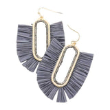 Raffia Trimmed Dangle Earrings - Madeline Love - Flyclothing LLC