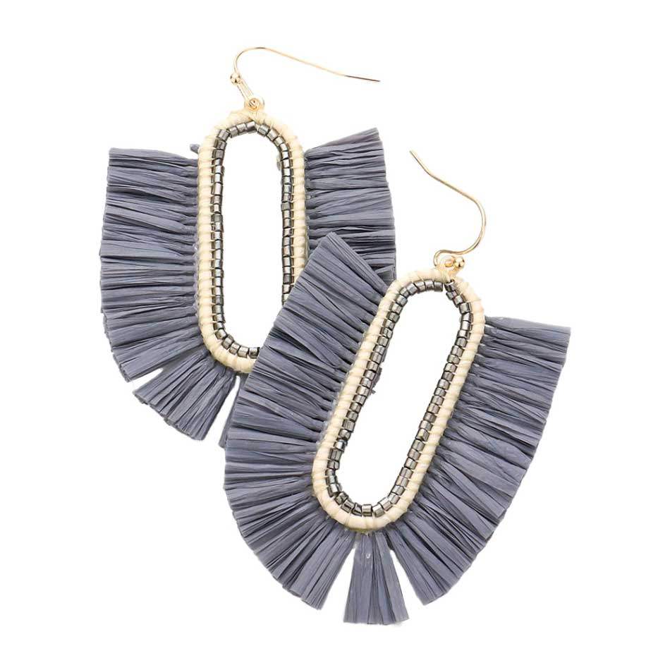 Raffia Trimmed Dangle Earrings - Madeline Love - Flyclothing LLC