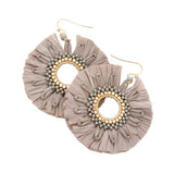 Raffia Trimmed Open Circle Dangle Earrings - Madeline Love - Flyclothing LLC