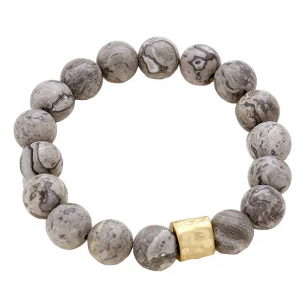 Semi precious stone beaded stretch bracelet - Madeline Love - Flyclothing LLC