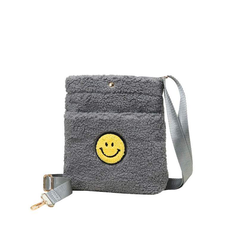 Smile Pointed Sherpa Rectangle Crossbody Bag - Madeline Love - Flyclothing LLC