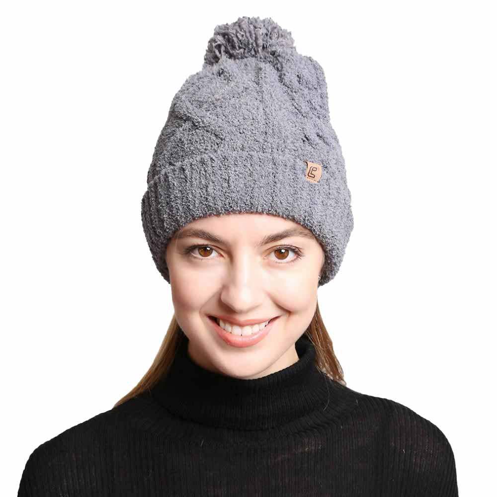 Solid Color Cable Knit Beanie Hats - Madeline Love - Flyclothing LLC