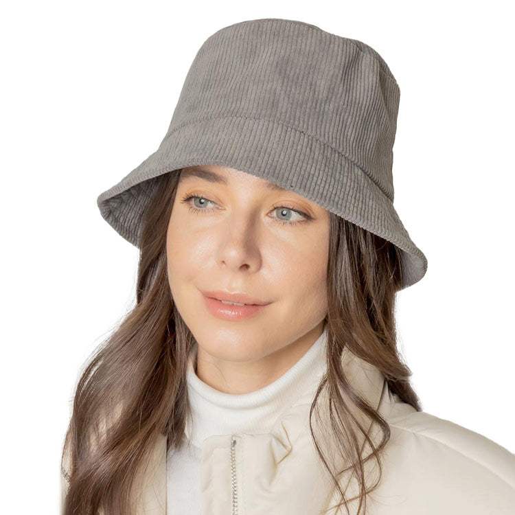 Solid Corduroy Bucket Hat - Madeline Love - Flyclothing LLC