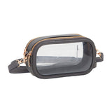 Solid Faux Leather Transparent Rectangle Crossbody Bag - Madeline Love - Flyclothing LLC
