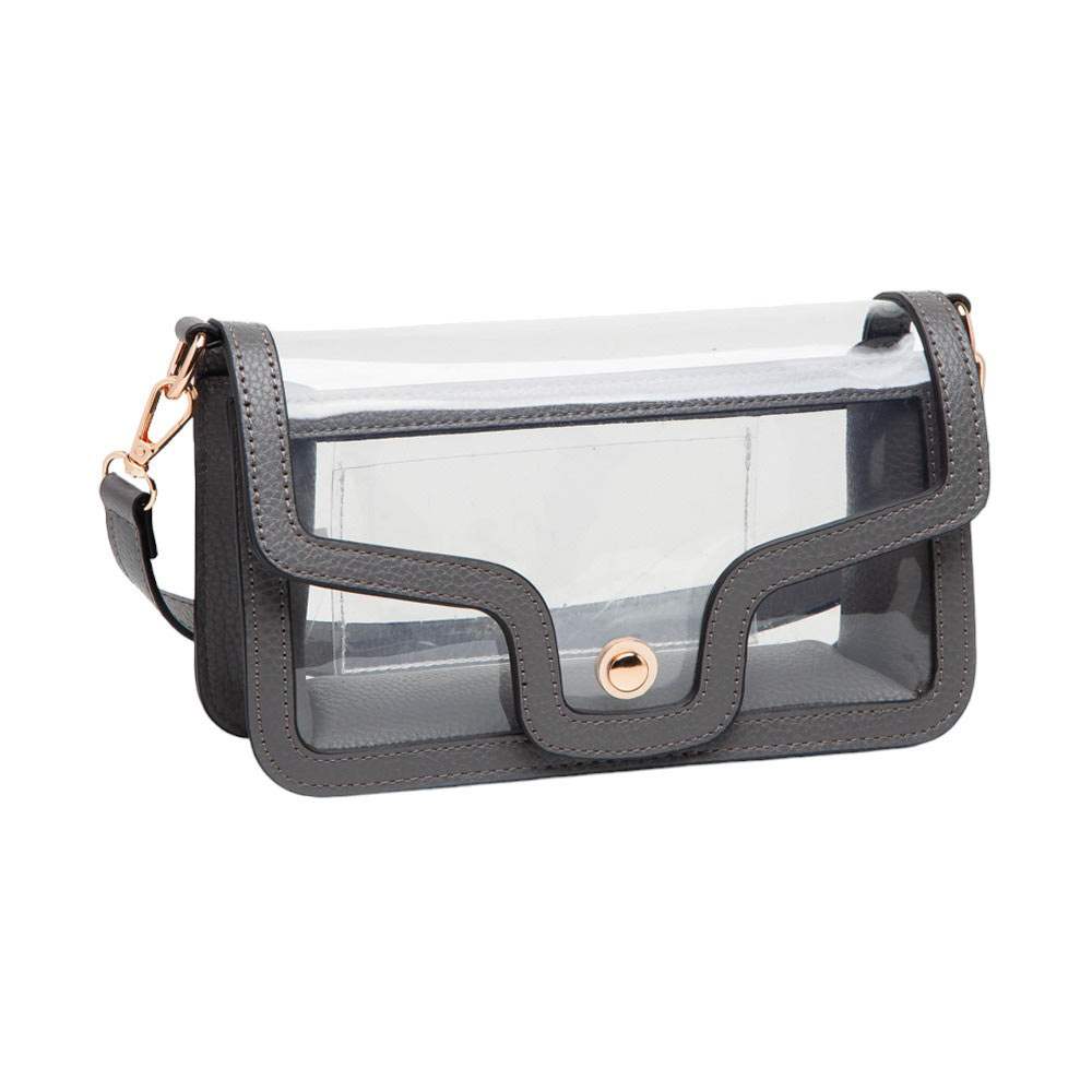 Solid Faux Leather Transparent Rectangle Shoulder Bag - Madeline Love - Flyclothing LLC