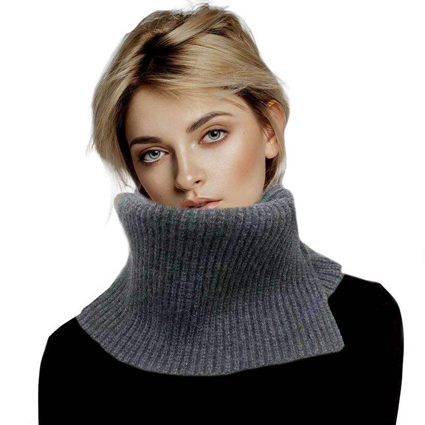 Solid Ribbed Knit Snood Scarf - Madeline Love - Flyclothing LLC