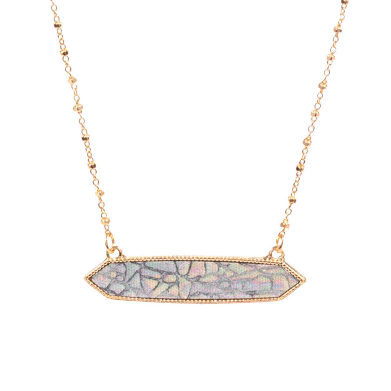 Trendy Patterned Hexagon Pendant Necklace - Madeline Love - Flyclothing LLC