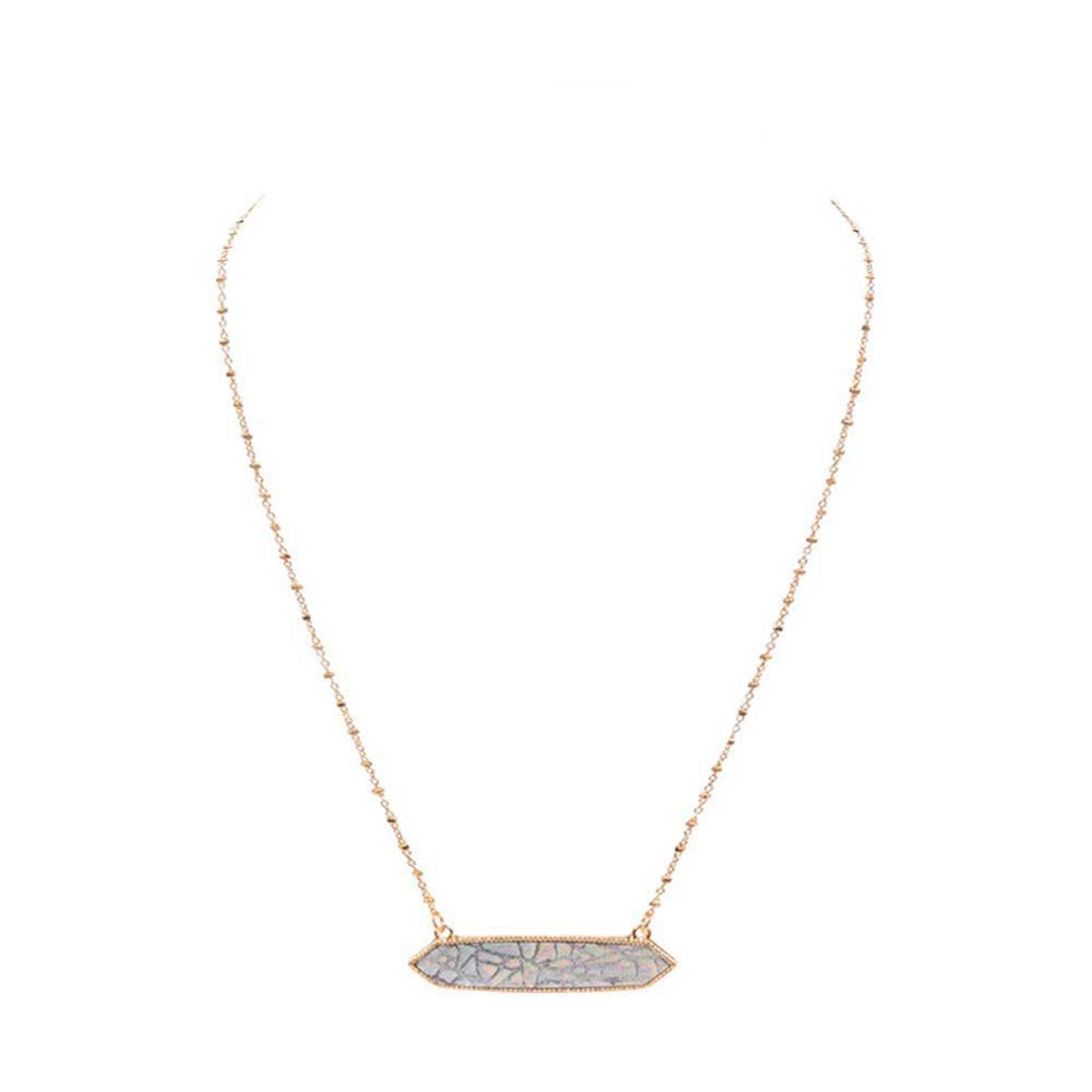 Trendy Patterned Hexagon Pendant Necklace - Madeline Love - Flyclothing LLC