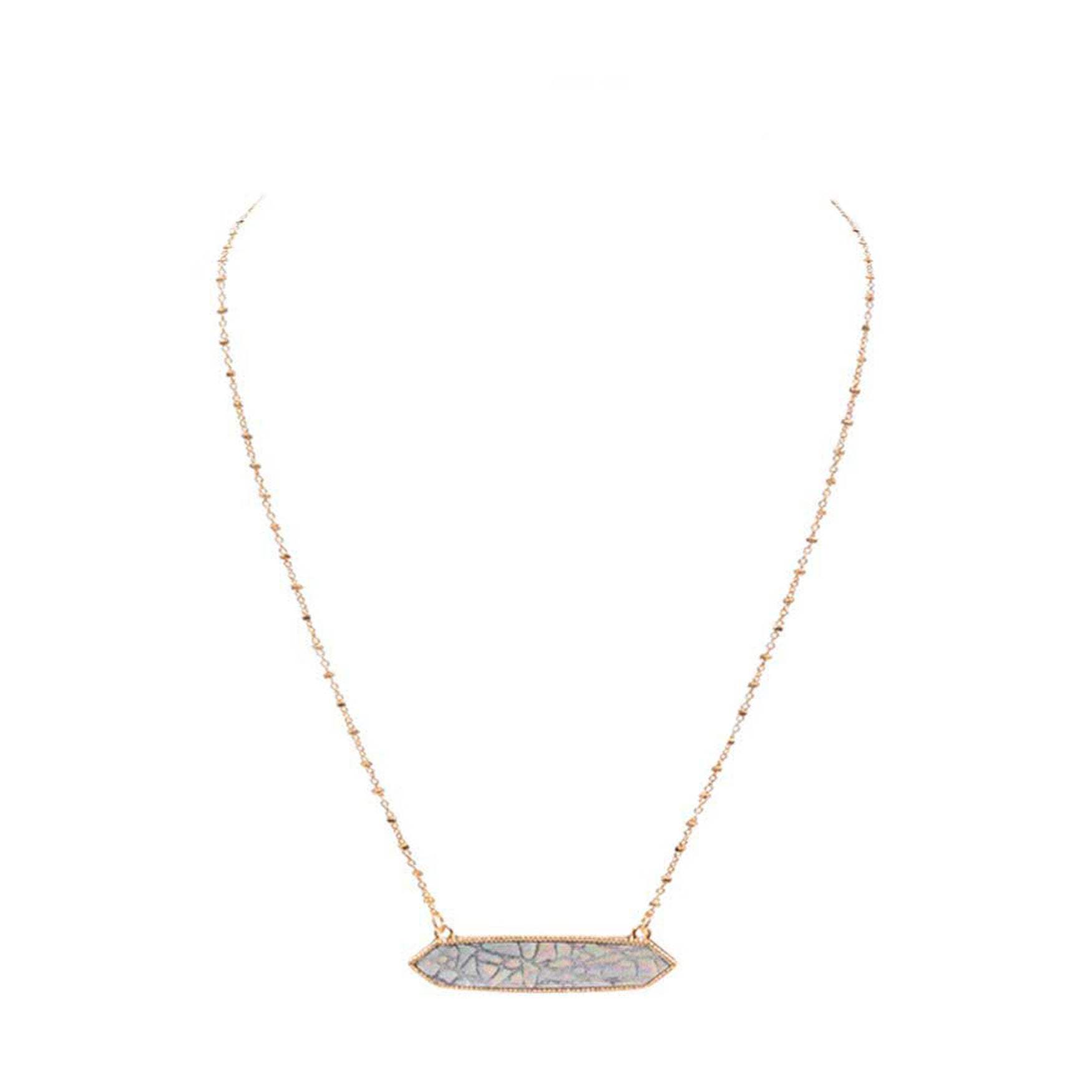Trendy Patterned Hexagon Pendant Necklace - Madeline Love - Flyclothing LLC
