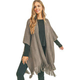 Trim Detail Fringe Kimono Poncho Wrap - Madeline Love - Flyclothing LLC