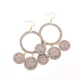 Woven Raffia Open Circle Triple Round Link Dangle Earrings - Madeline Love - Flyclothing LLC