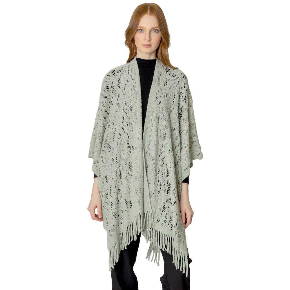 Floral Solid Crochet Ruana - Madeline Love - Flyclothing LLC