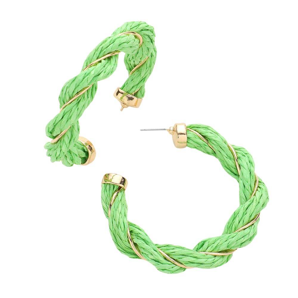 Braided Raffia Hoop Earrings - Madeline Love - Flyclothing LLC