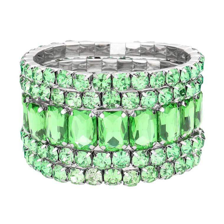 5Pcs Rectangle Round Stone Stretch Multi Layered Bracelets - Madeline Love - Flyclothing LLC