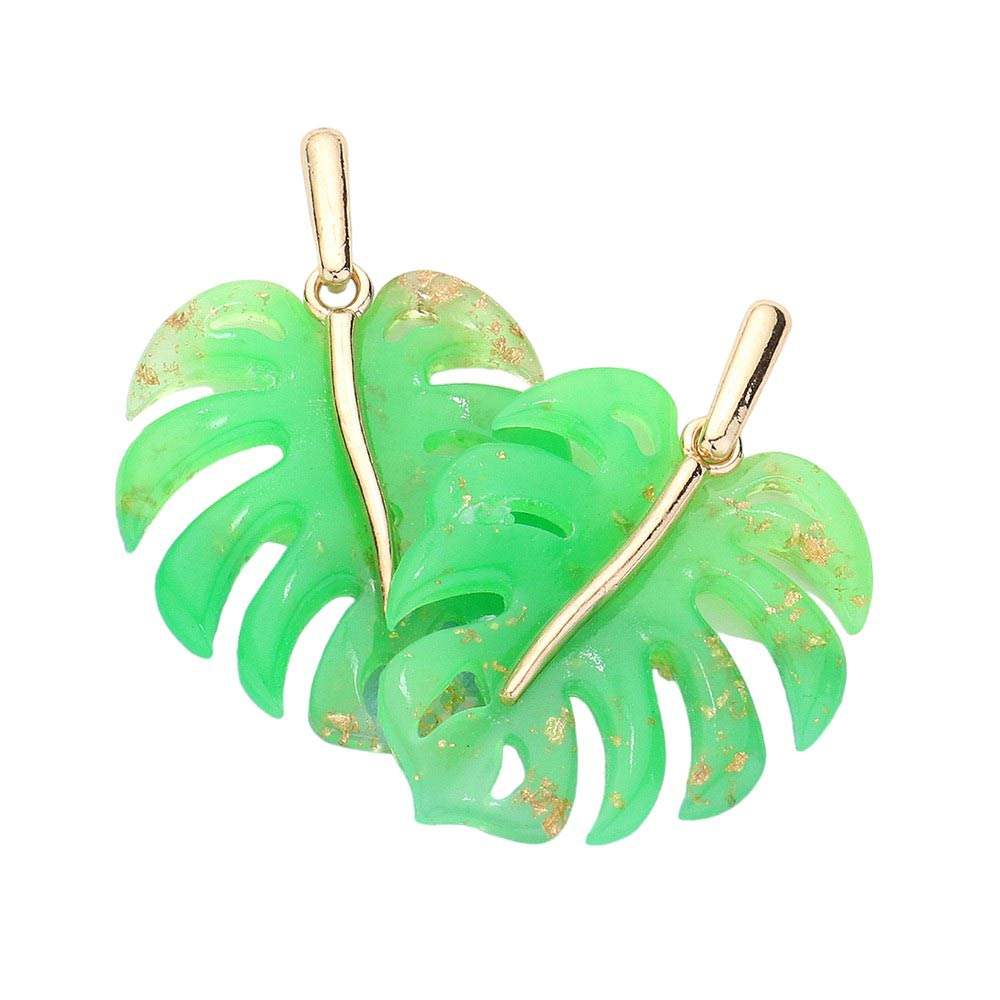 Acetate Tropical Leaf Dangle Earrings - Madeline Love - Flyclothing LLC