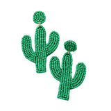Beaded Cactus Drop Dangle Earrings - Madeline Love - Flyclothing LLC