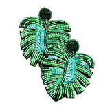 Beaded Tropical Leaf Dangle Earrings - Madeline Love - Flyclothing LLC