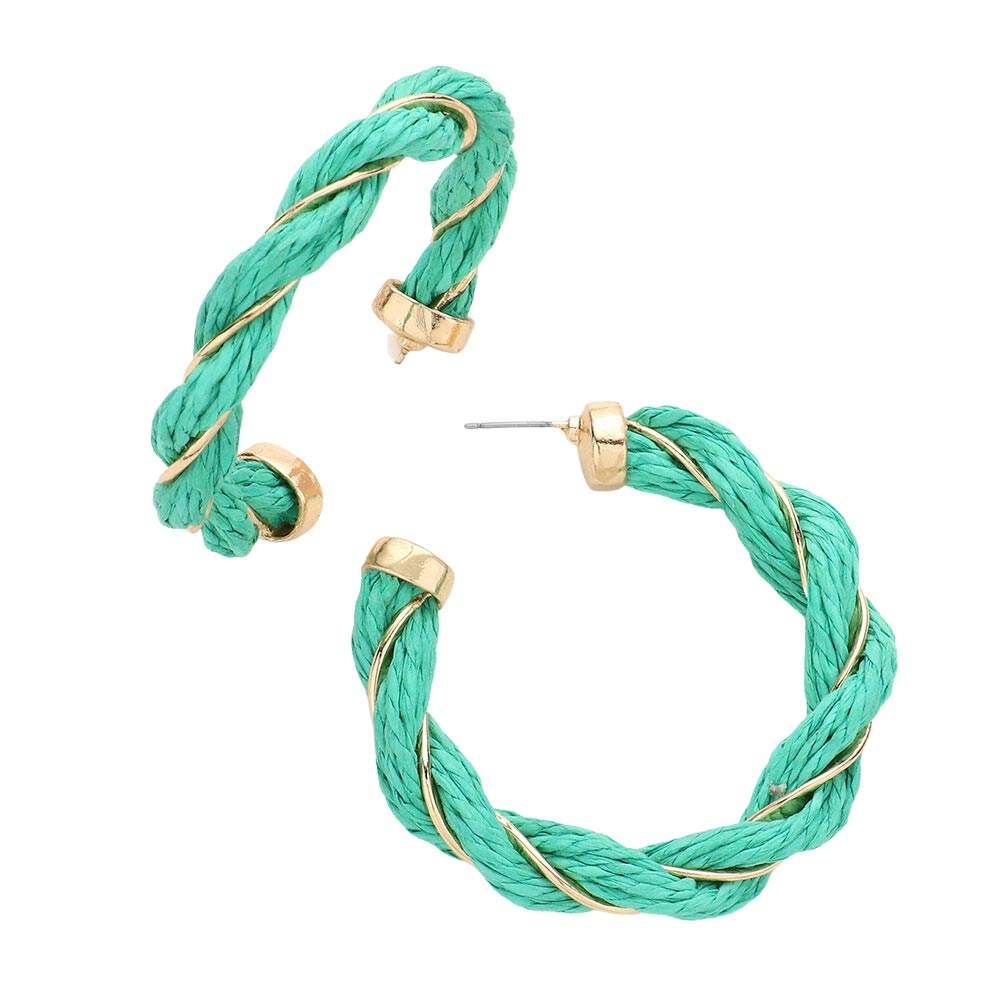 Braided Raffia Hoop Earrings - Madeline Love - Flyclothing LLC