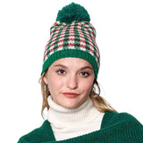 Check Patterned Pom Pom Beanie Hat - Madeline Love - Flyclothing LLC
