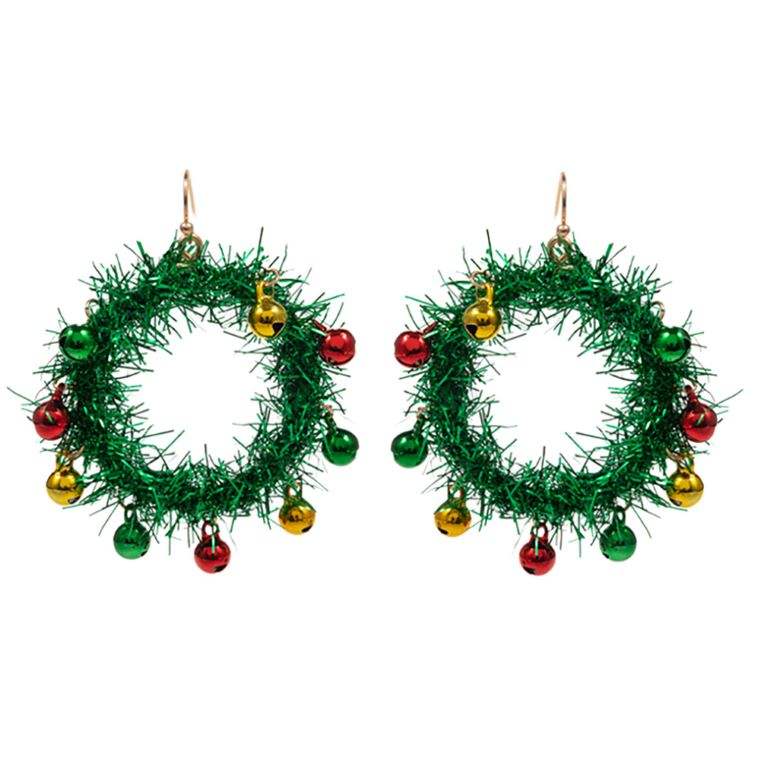 Christmas Tinsel Wreath Dangle Earrings - Madeline Love - Flyclothing LLC