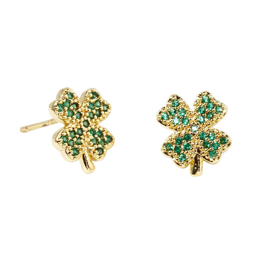 Cubic Zirconia Clover Stud Earrings - Madeline Love - Flyclothing LLC