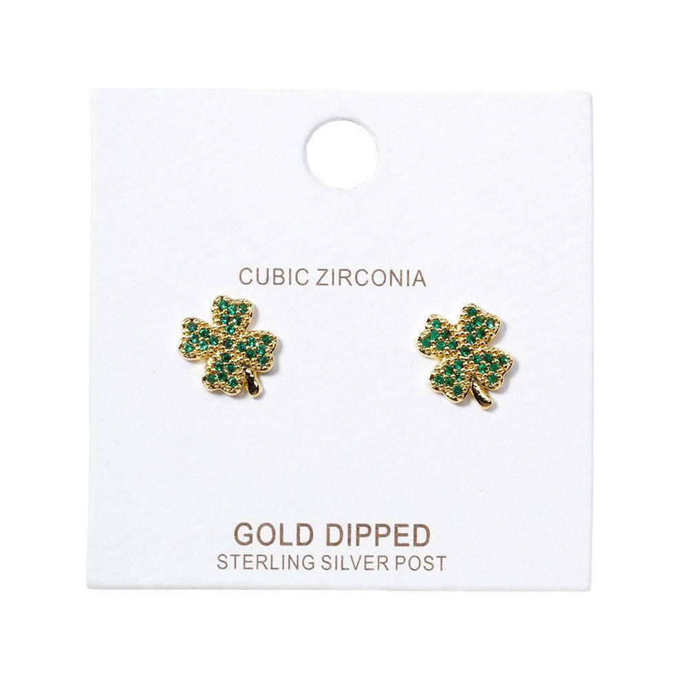 Cubic Zirconia Clover Stud Earrings - Madeline Love - Flyclothing LLC