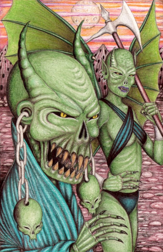 Black Market Art Company Green Demons Print