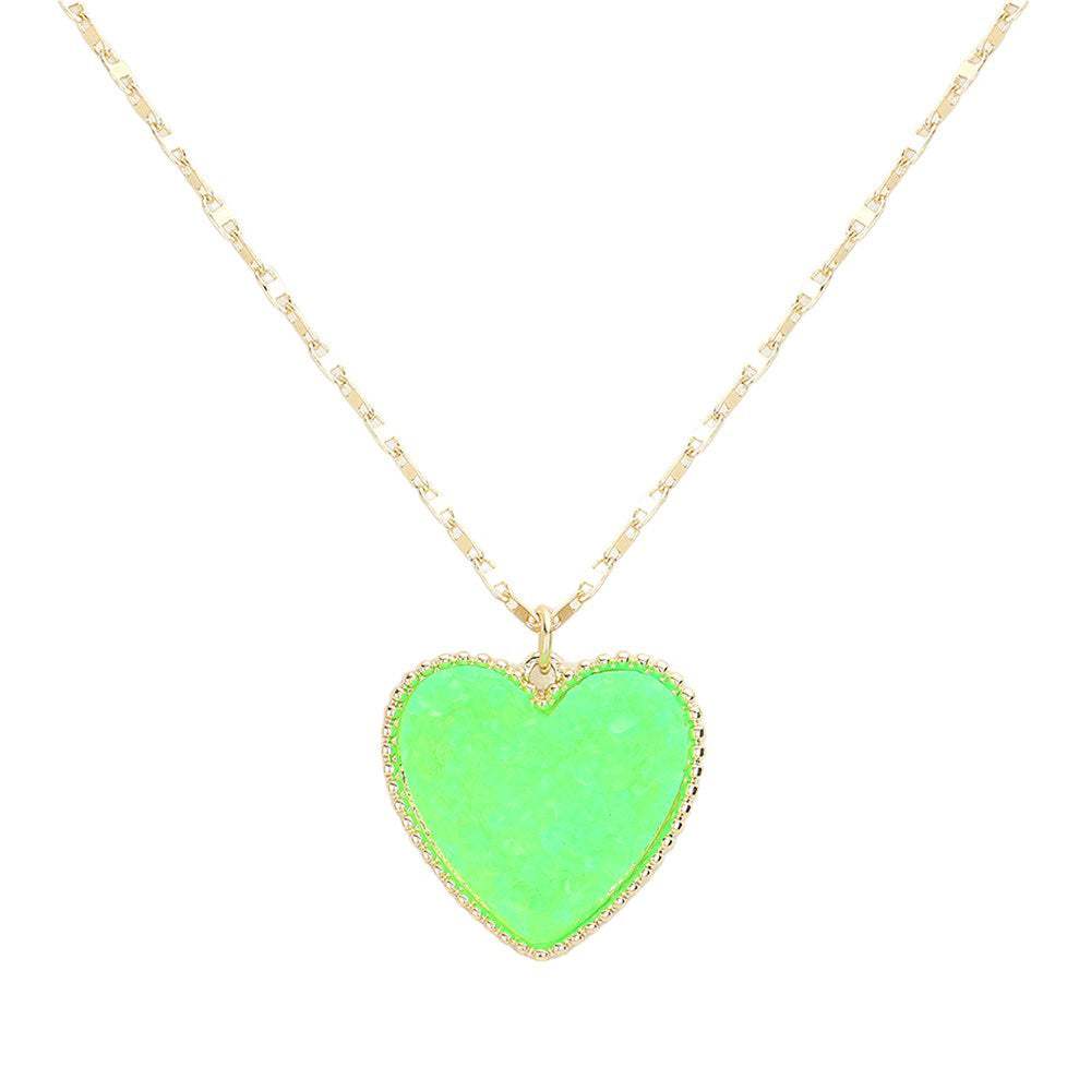 Druzy Heart Pendant Necklace - Madeline Love - Flyclothing LLC