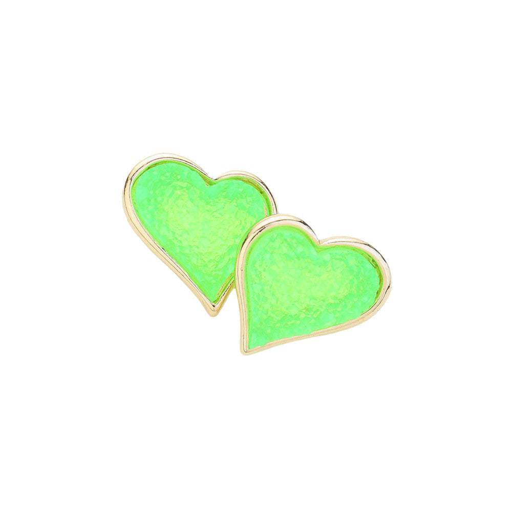 Druzy Heart Stud Earrings - Madeline Love - Flyclothing LLC