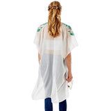 Black Embroidery Floral Cover Up Kimono Cardigan - Madeline Love - Flyclothing LLC