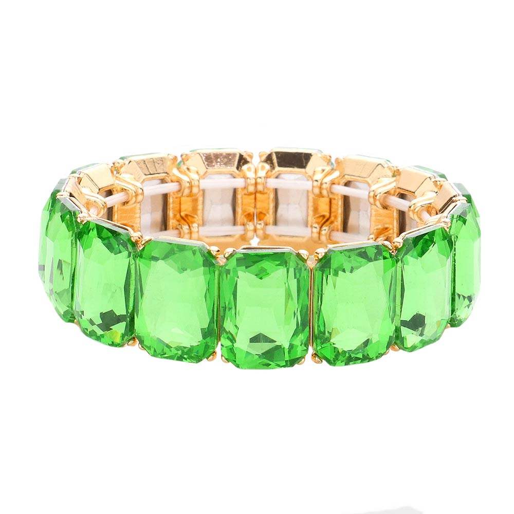 Emerald Cut Stone Stretch Evening Bracelet - Madeline Love - Flyclothing LLC