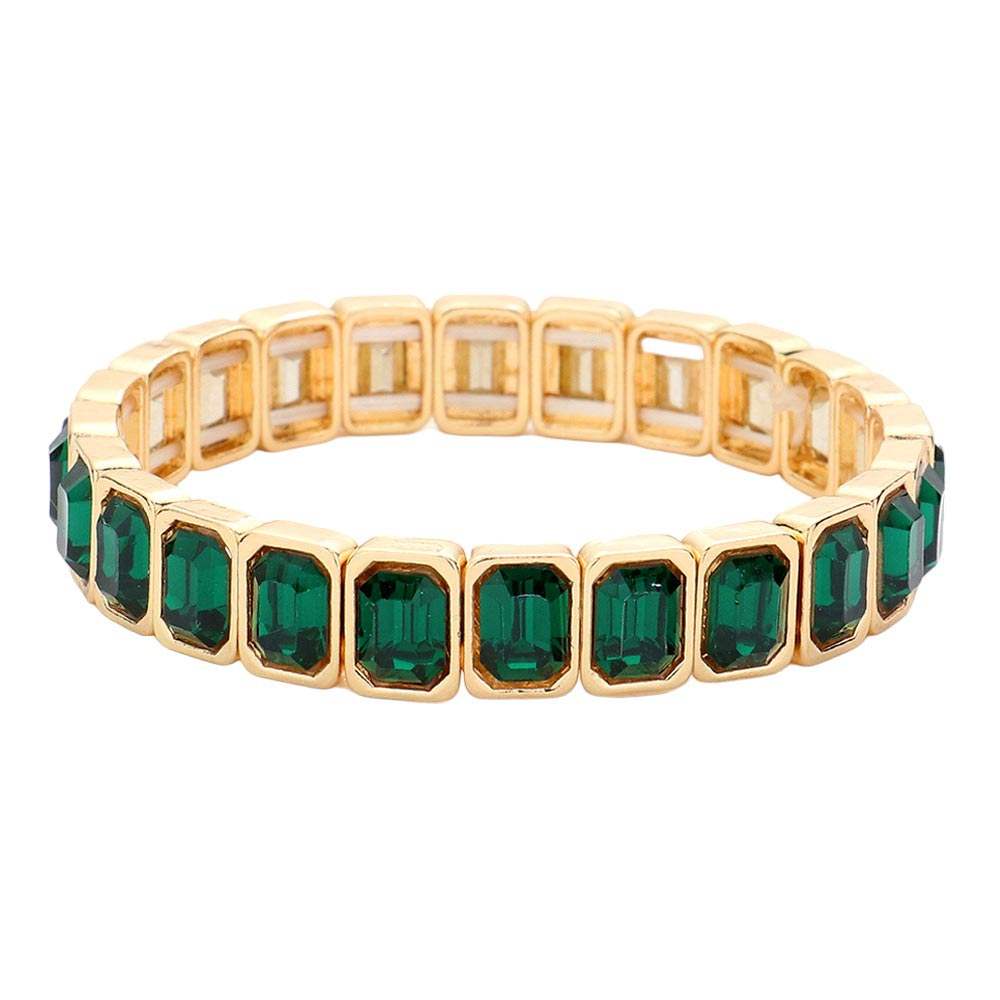 Emerald Cut Stone Stretch Evening Bracelet - Madeline Love - Flyclothing LLC