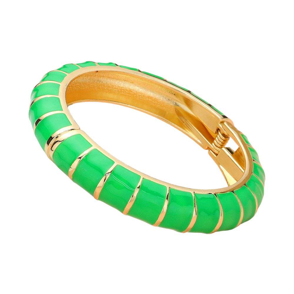 Enamel Bamboo Hinged Bangle Bracelet - Madeline Love - Flyclothing LLC